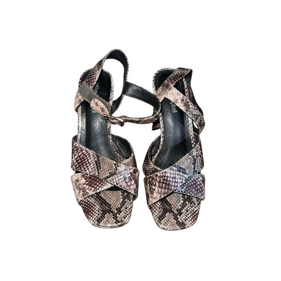 Jeffrey Campbell "Amma" Snake Print Platform Shoes Size 7.5 BLock Heel Open Toe - Picture 2 of 6